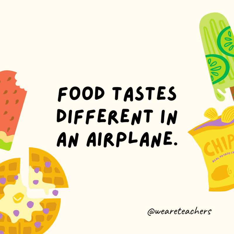 Food Facts 50 Fascinating and Gross Food Facts To Share With Students Fun food facts - Food tastes different in an airplane.