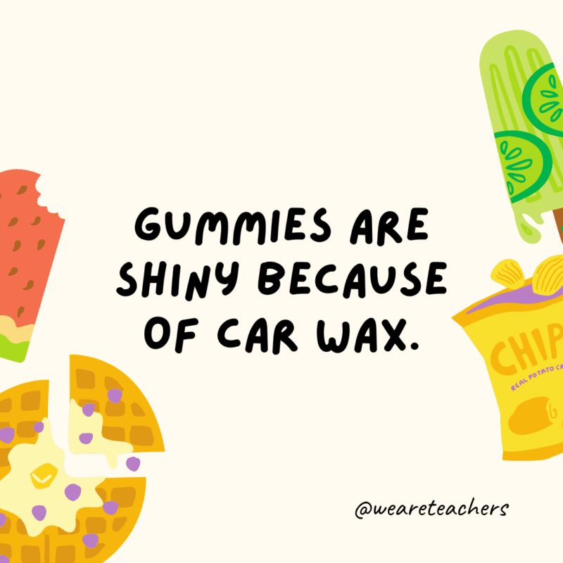50 Fascinating and Gross Food Facts To Share With Students Gummies are shiny because of car wax.- fun food facts