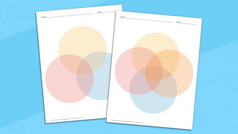 Venn Diagram Templates Gif Gif featuring a selection of six Venn diagram templates on a blue background.