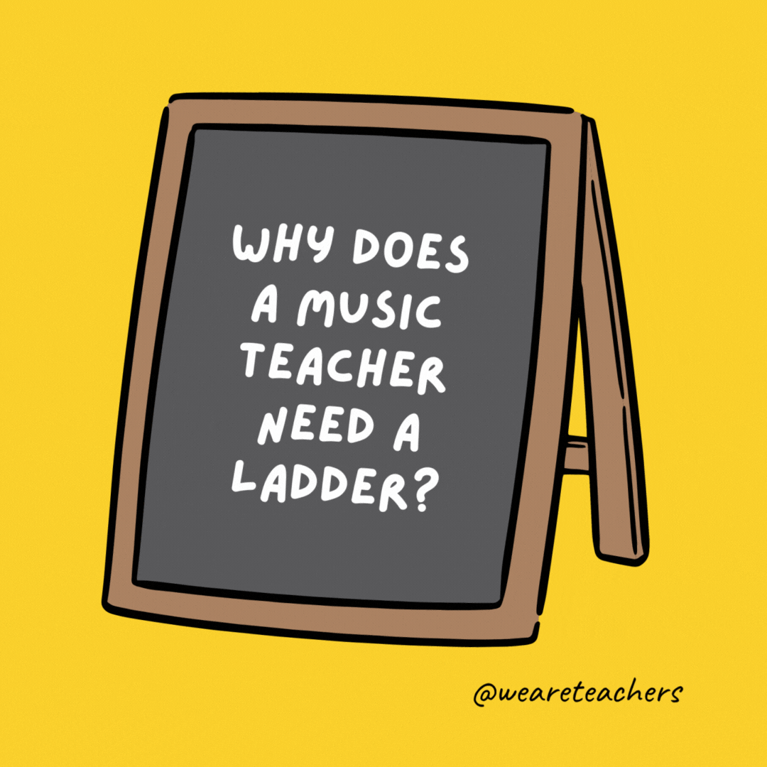 Why does a music teacher need a ladder? To reach the high notes. Why does a music teacher need a ladder? To reach the high notes.