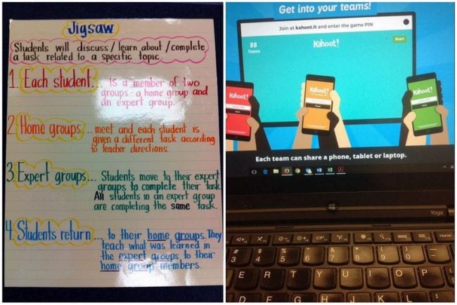 Kahoot Ideas Jigsaw (2) Jigsaw method anchor chart and screenshot of Kahoot! team mode