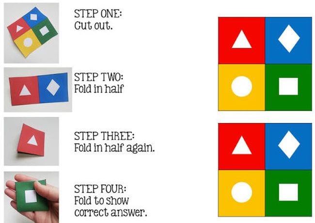 Kahoot Ideas The Primary Peach Square divided into four parts, with red triangle, blue diamond, yellow circle, and green square
