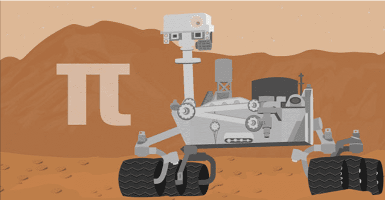 nasa-pi-day A drawing of a mars rover next to a pi symbol
