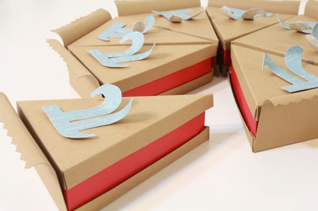 Pi Day Boxes Tallys Treasury Pieces of pie made from cardboard with the Pi symbol on top