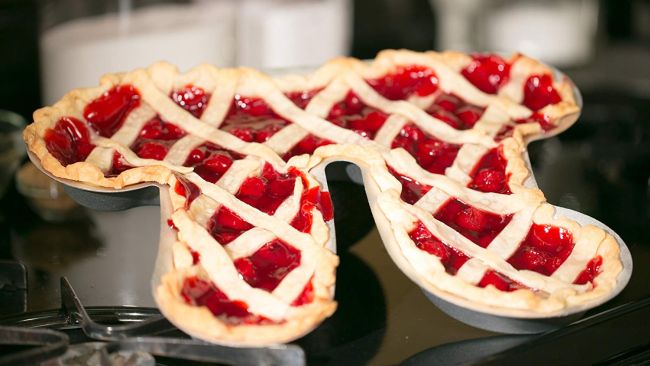 pi-day-pie A cherry pie baked in a pi shaped pan