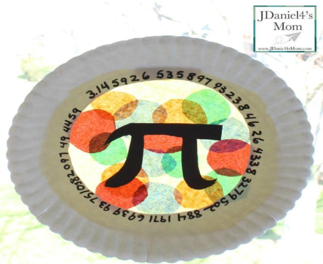 pi-stained-glass-plate A paper plate with a tissue paper stained glass center