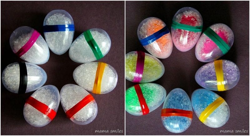 Science_Experiment Noisemakers made out of plastic eggs