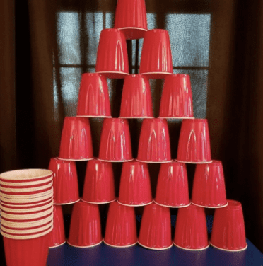 Solo cup Red solo cups stacked in a pyramid