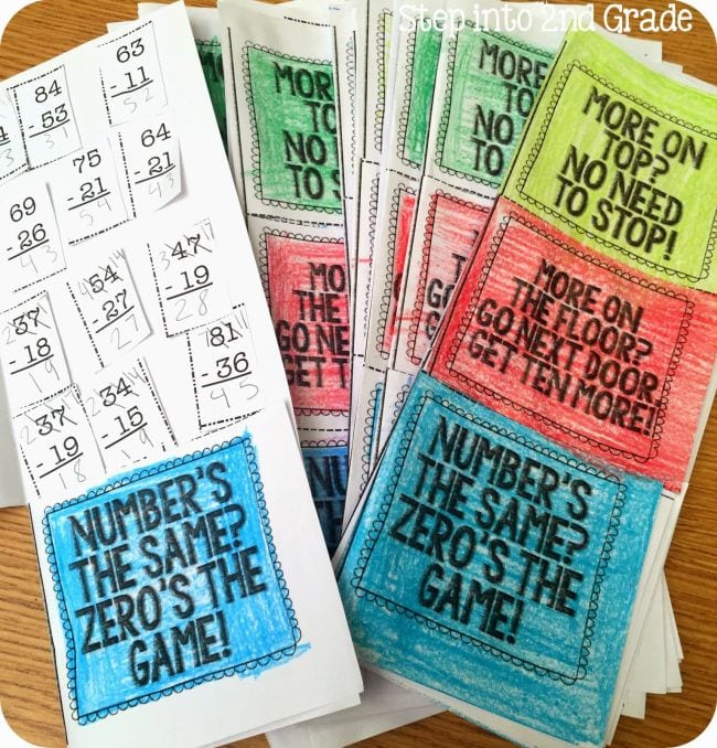 subtraction-rhymes A cheat sheet of subtraction rhymes to help students