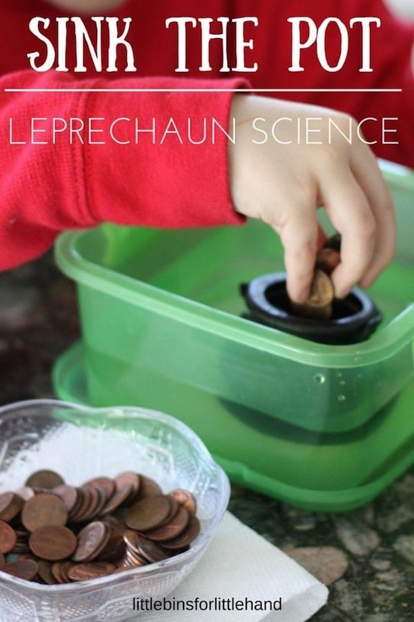 b372a974200455caec39bce4585d225e a child's hand places pennies into a tiny plastic pot floating in a bin of water