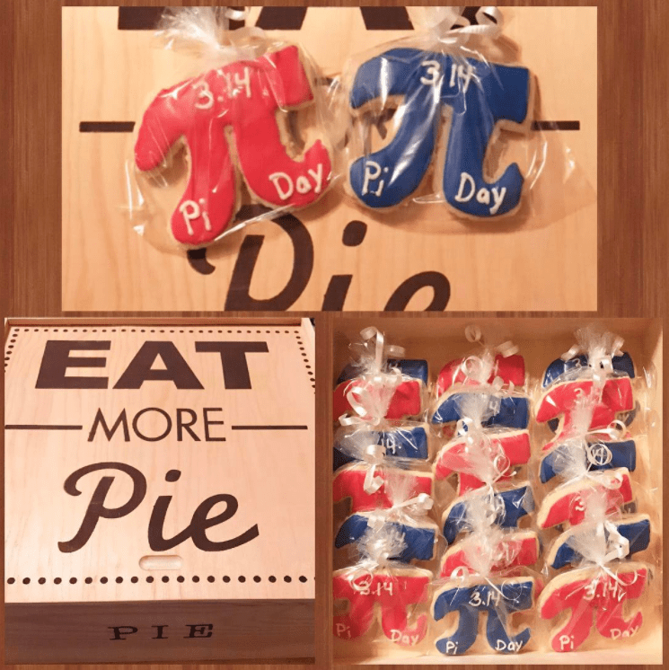 pi-cookies Red and Blue cookies in the shape of the pi sign