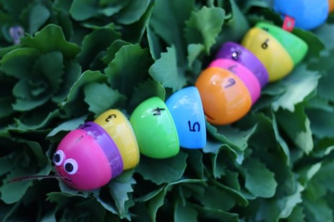 Easter Egg Activities: Number Snake Plastic egg halves labeled with numbers and strung together to form a snake