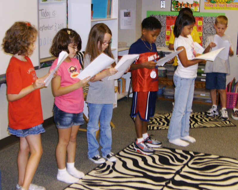group-reading One of many read across america activities includes readers' theater