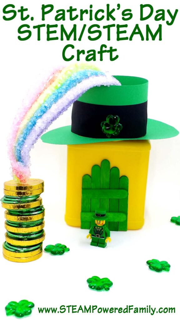 grow-a-rainbow craft of leprechan hat and rainbow for a saint patrick's day activity