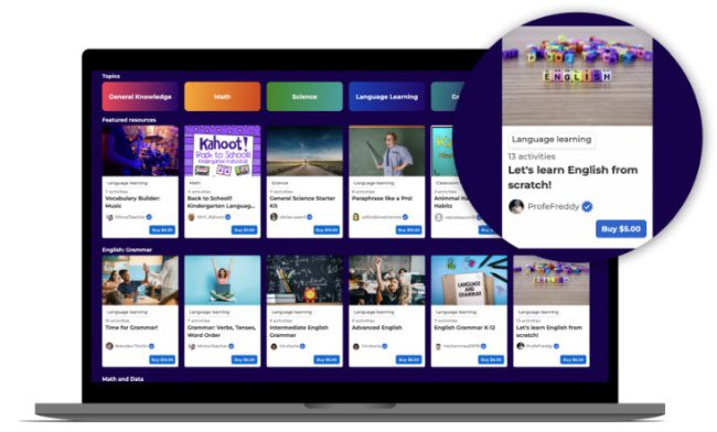 kahoot ideas marketplace Screenshot showing Kahoot Marketplace