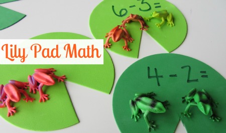 lily-pad-subtraction Using foam lilypads with plastic frogs on top are an example of fun subtraction activities