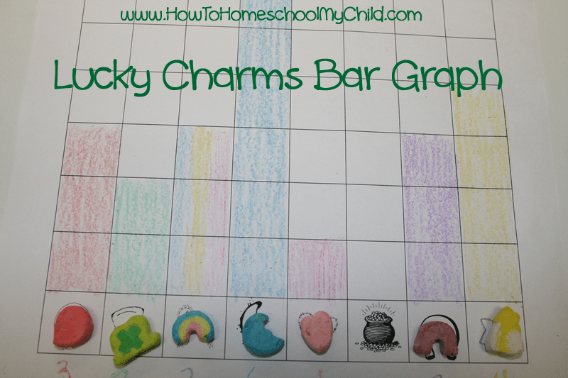 lucky-charms a Lucky Charms bar graph worksheet with colored columns and pieces of Lucky Charms cereal at the bottom