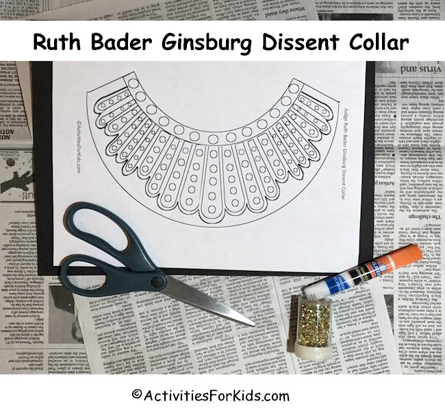 ruth-bader-collar ruth bader ginsberg collar design pattern for women's history month activity or idea