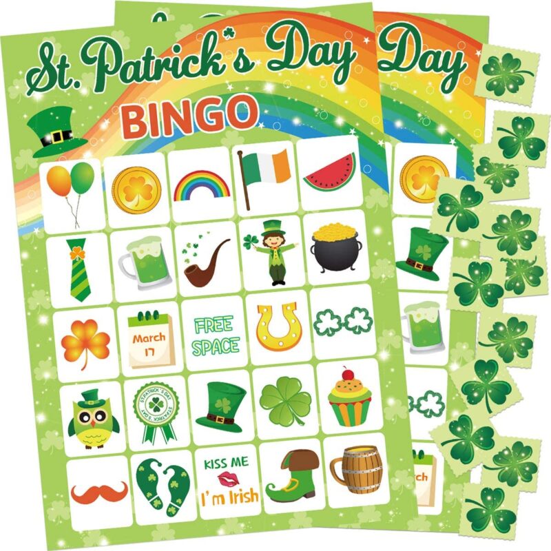 stpatbingo colorful st patricks day bingo cards