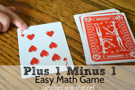 subtraction-card-game A deck of card face down with a 7 of hearts turned up