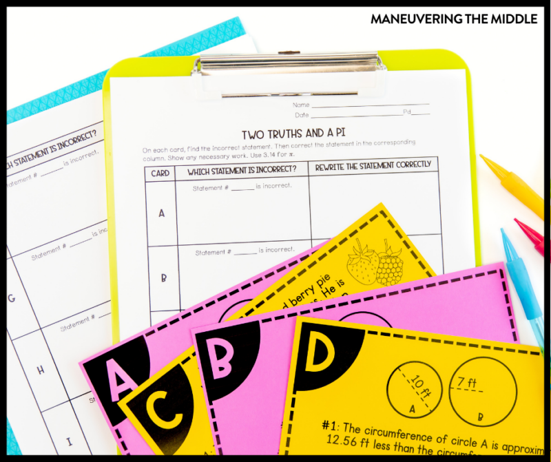 two-truths-and-a-pi Game sheet for a game called two truth as an and a pi as an example of pi day activities