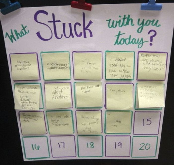 types of assessments formative What stuck with you today? chart with sticky note exit tickets, used as formative assessment