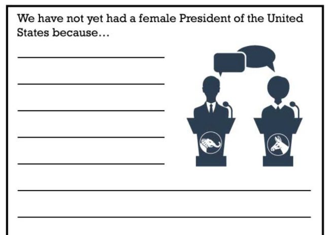 Women’s History Month Activities: Writing Prompts Writing prompt for women's history month: We have not yet had a female President of the United States because...