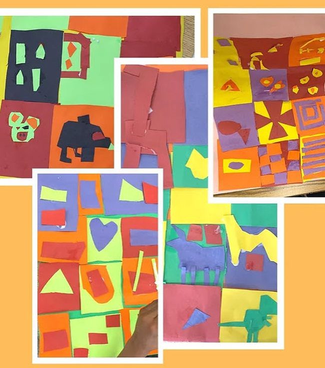 Women’s History Month Activities: Quilt Collage of photos of paper quilts made by children