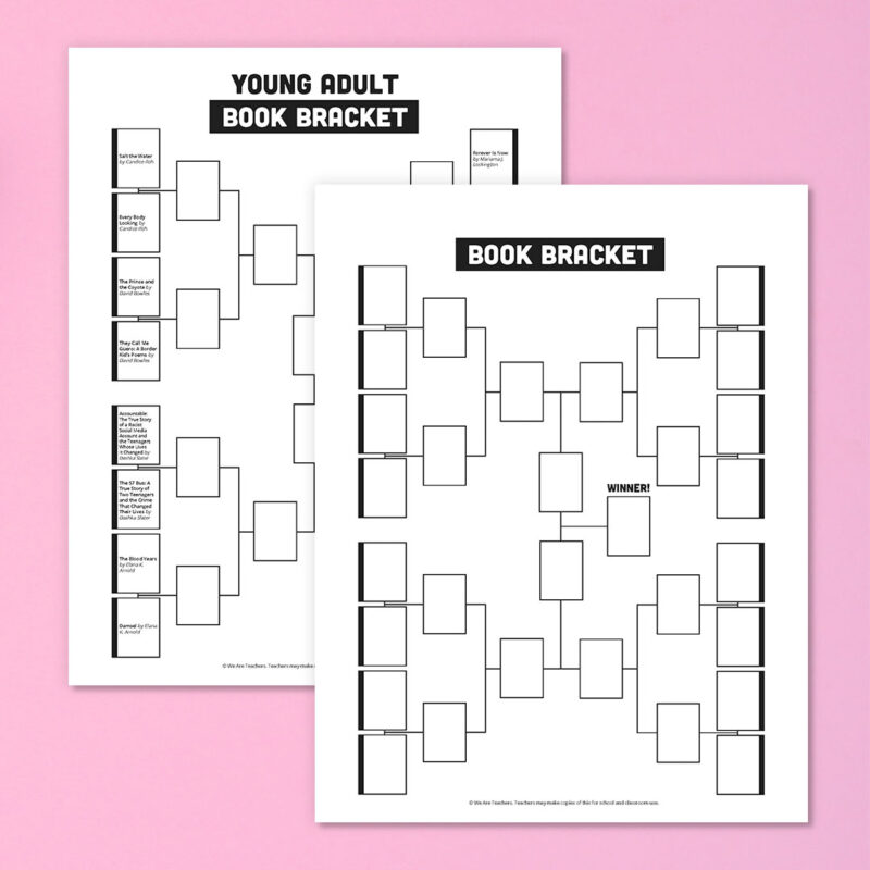 Young adult book bracket and blank book bracket Young adult book bracket and blank book bracket