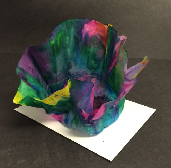 Kindergarten Art Mrs Harris Art 2 A sculpture is made from coffee filters and paint.