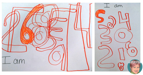 Numbers-Art Two drawings are shown that have bubble numbers drawn on them with one specific number colored in.