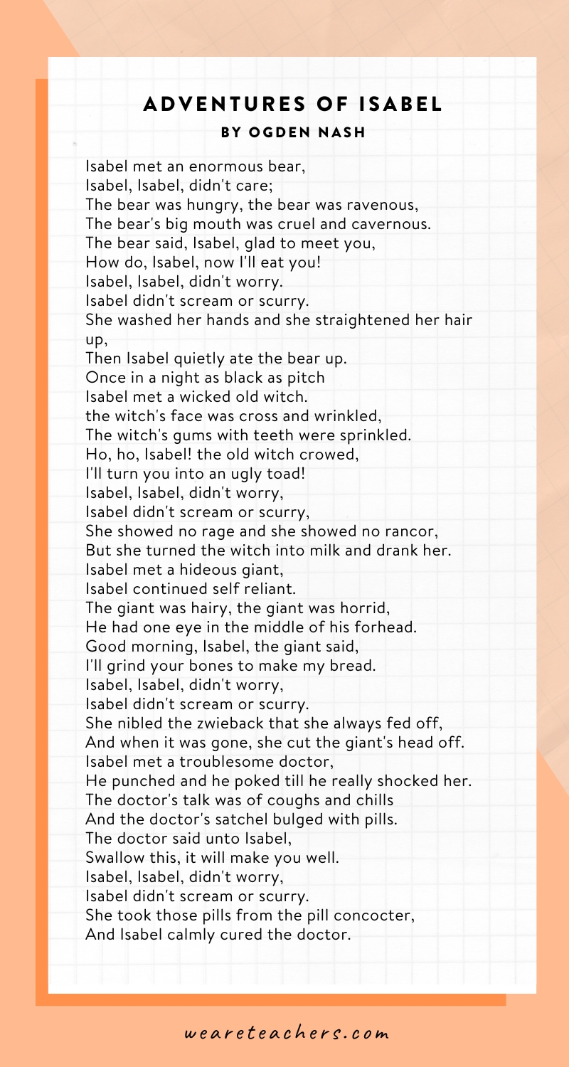 Middle-School-Poems-12 Adventures of Isabel by Ogden Nash