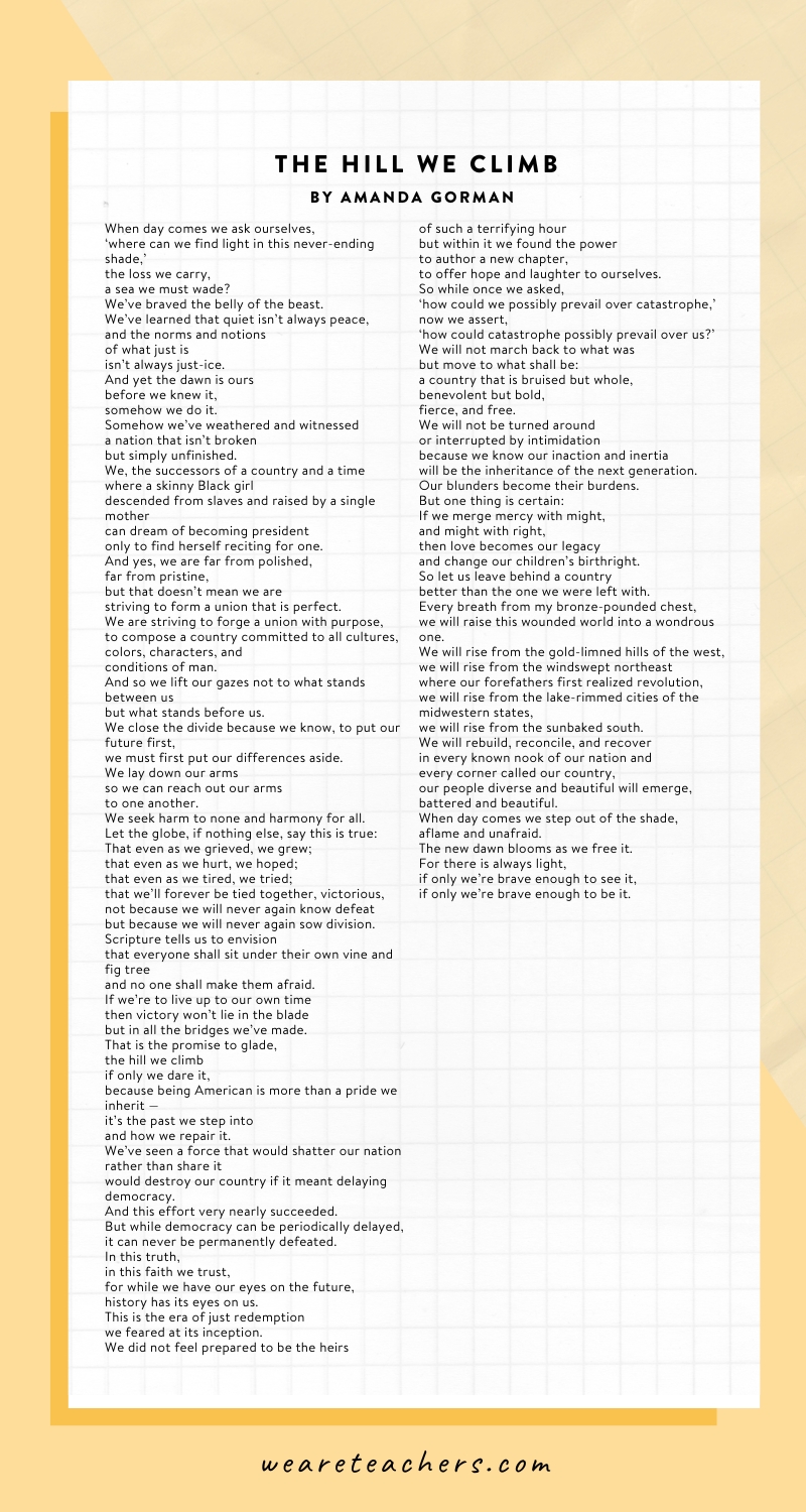 Middle-School-Poems-10 The Hill We Climb by Amanda Gorman