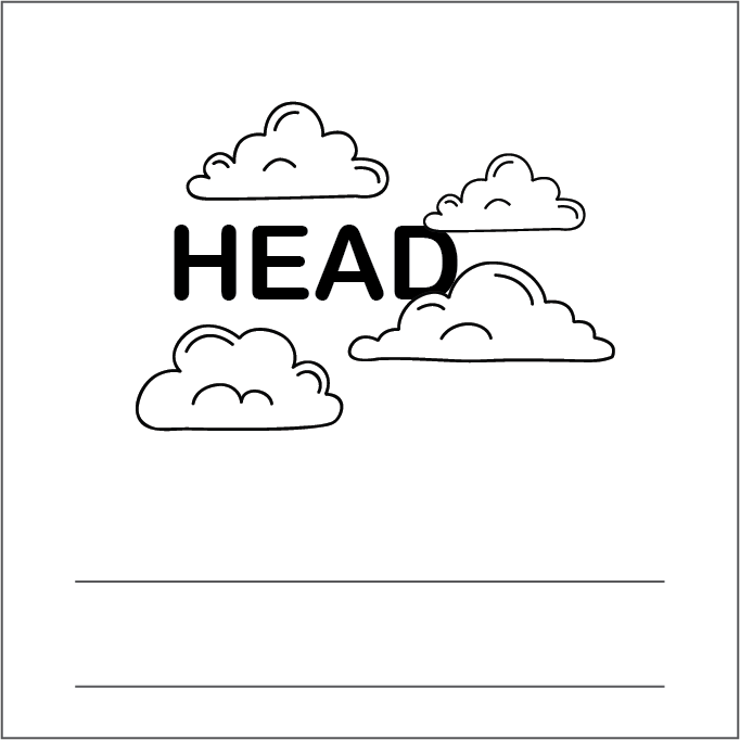 Rebus Puzzle Head Clouds Rebus puzzle with the word head and clouds illustration.