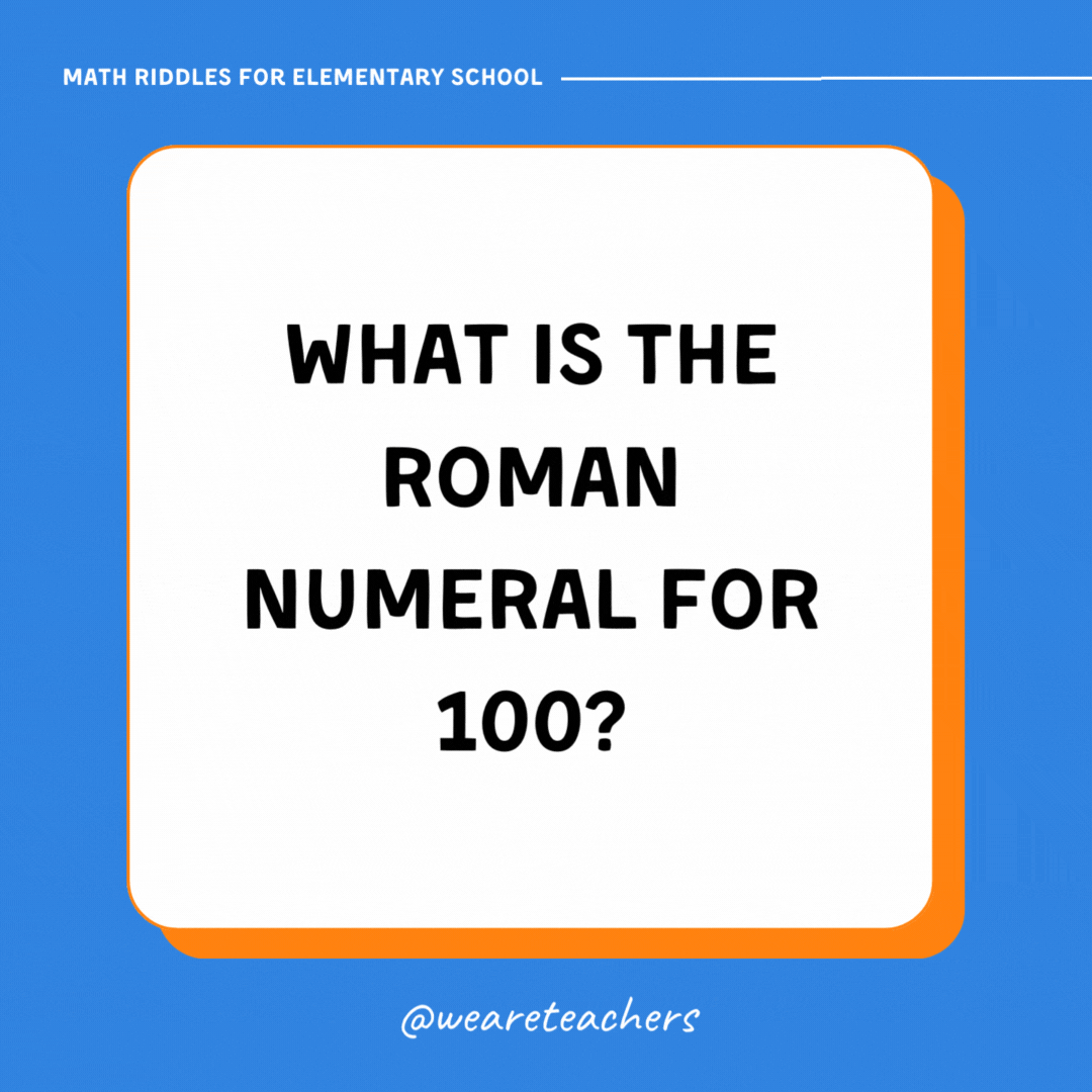 What is the Roman numeral for 100? What is the Roman numeral for 100?