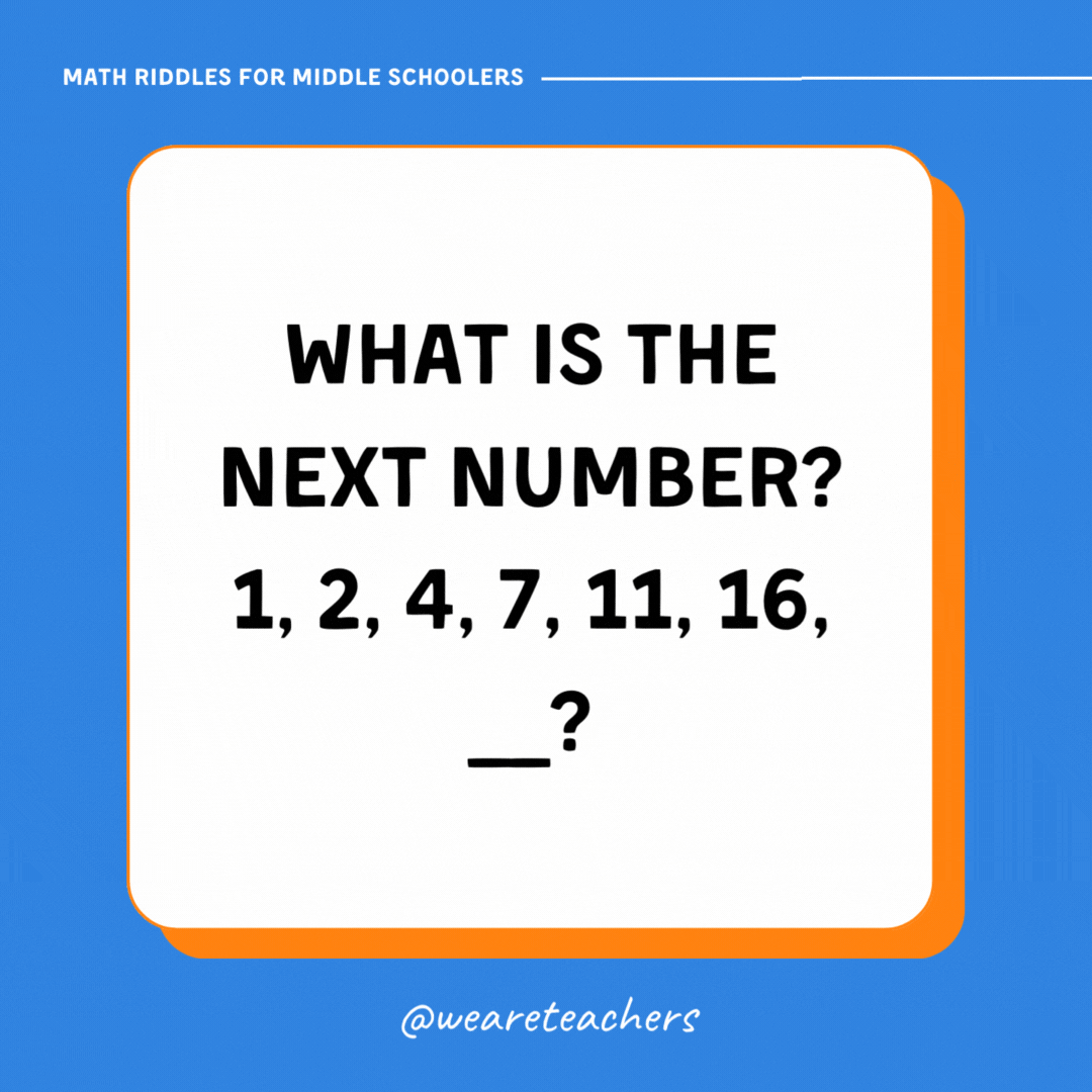 What is the next number? 1, 2, 4, 7, 11, 16, __? What is the next number? 1, 2, 4, 7, 11, 16, __?