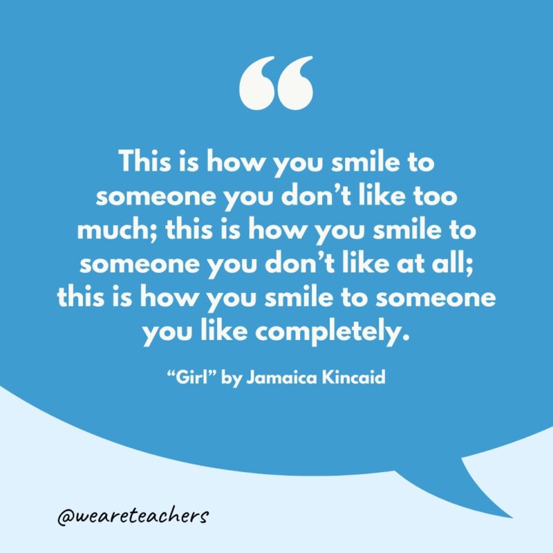 50 Best Short Stories for High School Students “This is how you smile to someone you don’t like too much; this is how you smile to someone you don’t like at all; this is how you smile to someone you like completely.”