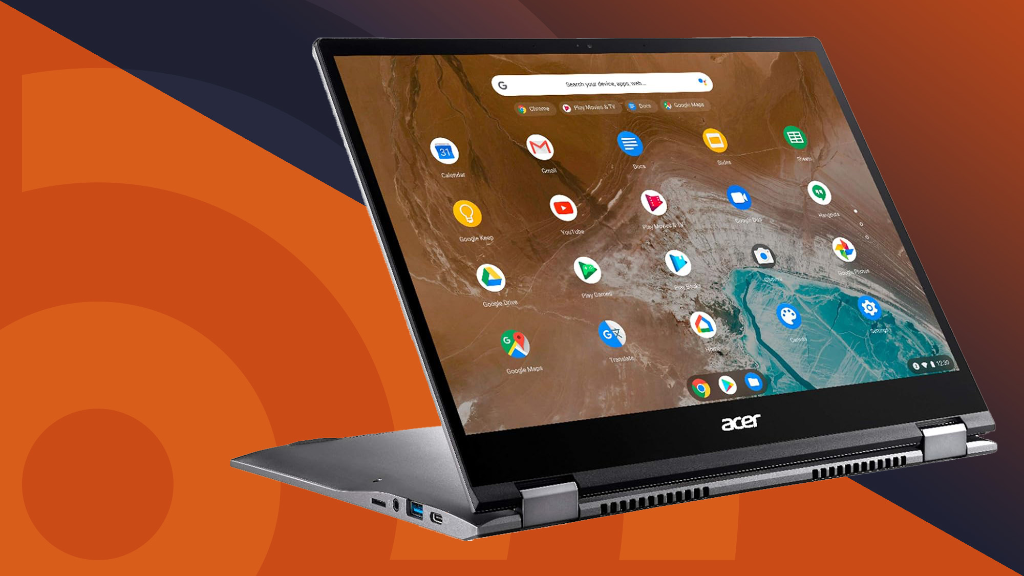 Chromebook angled open