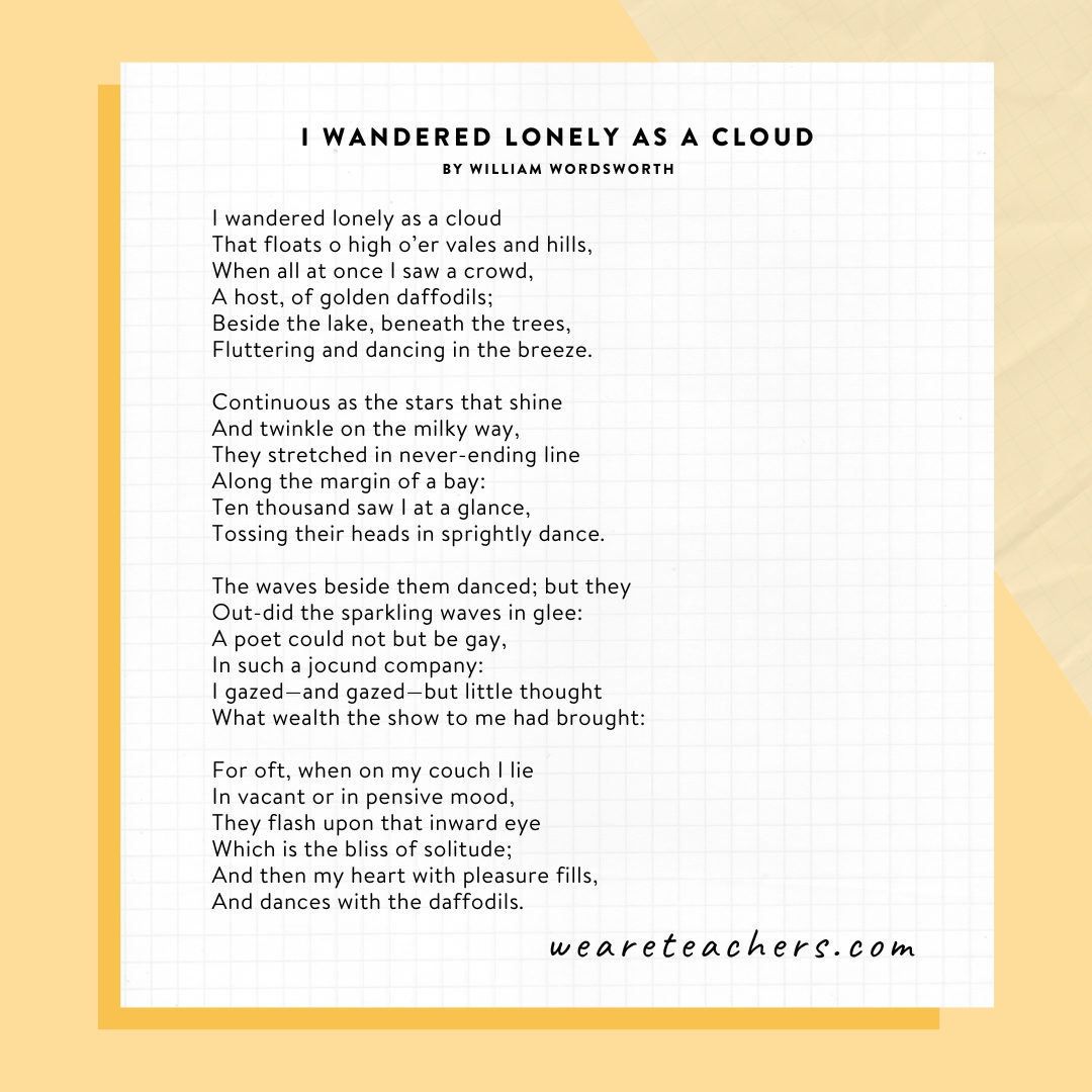I Wandered Lonely as a Cloud by William Wordsworth I Wandered Lonely as a Cloud by William Wordsworth