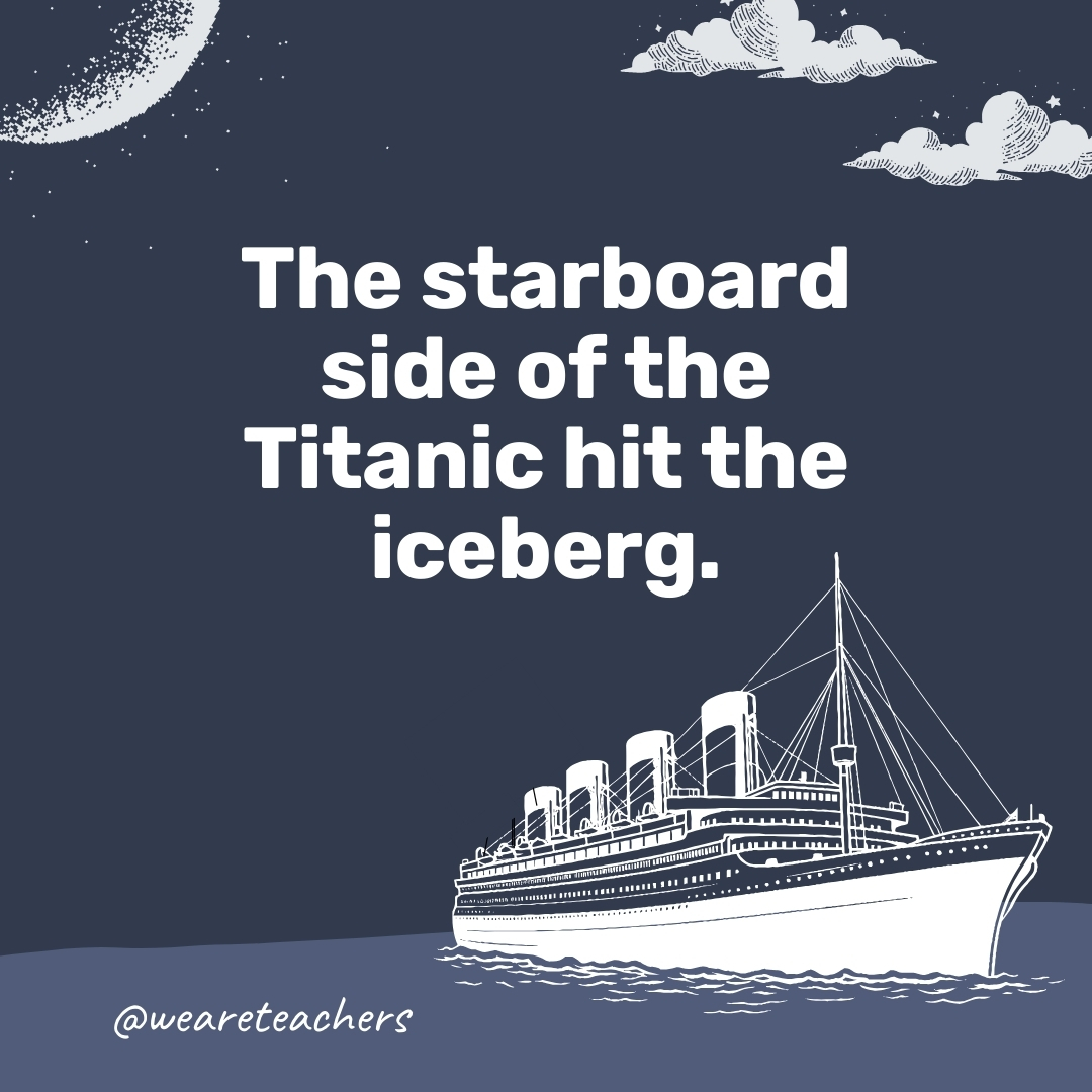 The starboard side of the Titanic hit the iceberg. The starboard side of the Titanic hit the iceberg. - titanic facts