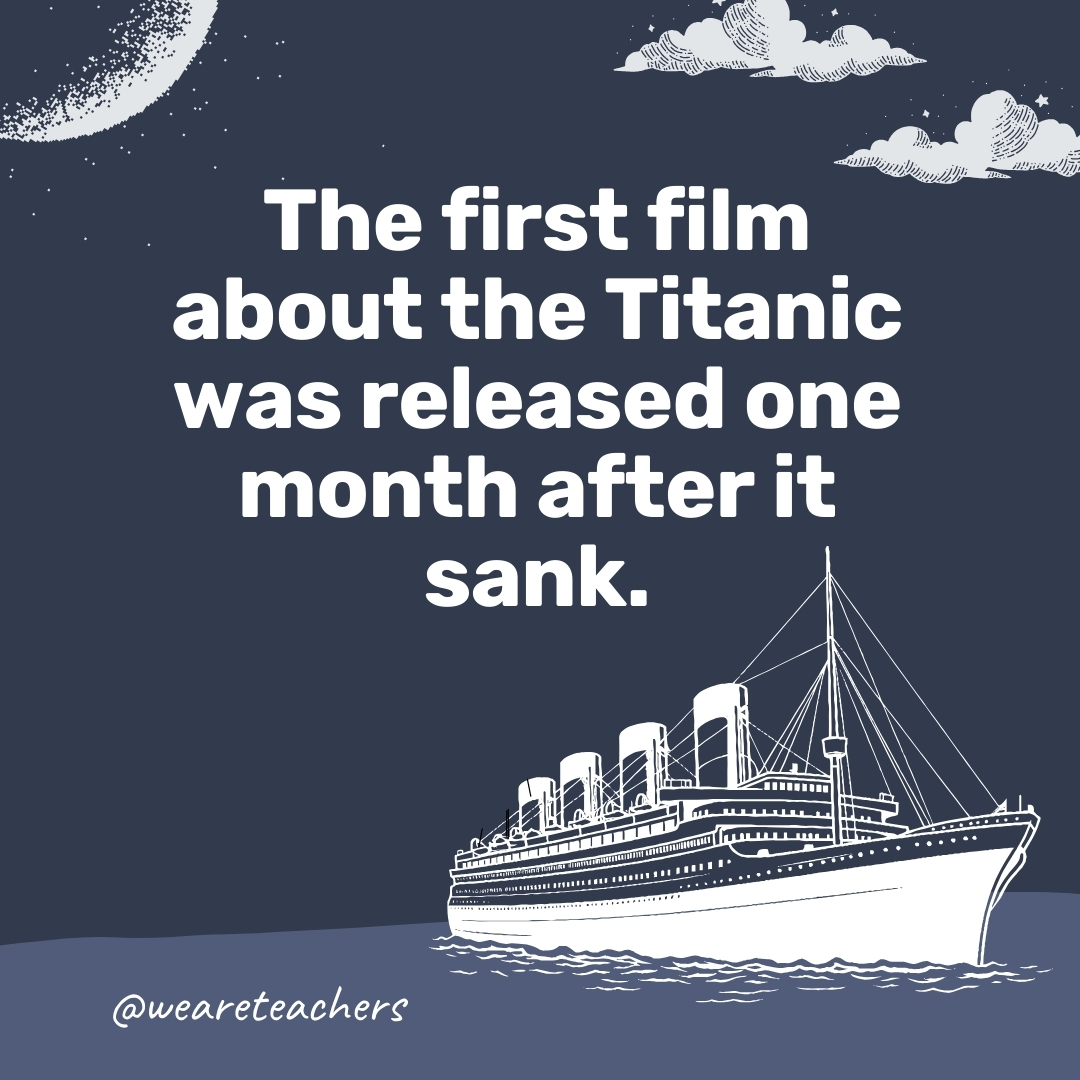 The first film about the Titanic was released one month after it sank. The first film about the Titanic was released one month after it sank.- titanic facts