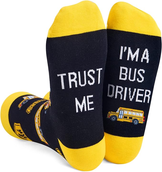 bus-driver-socks socks that read trust me i'm a bus driver