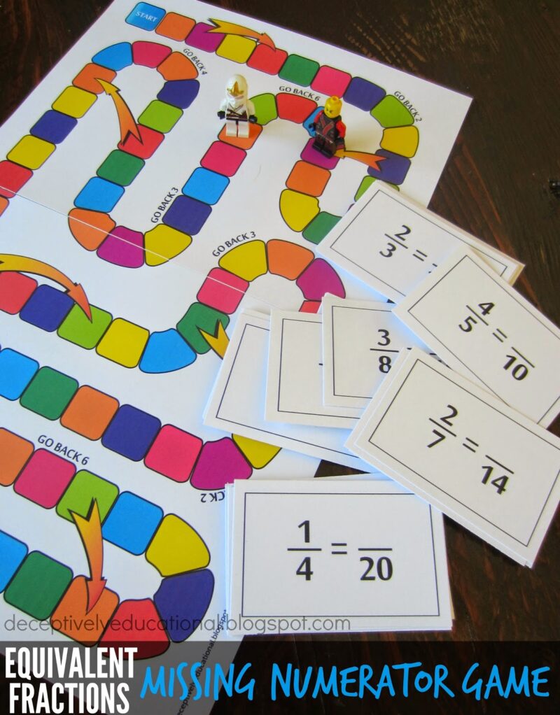 Missing Numerator Game Missing Numerator board game set up on table.