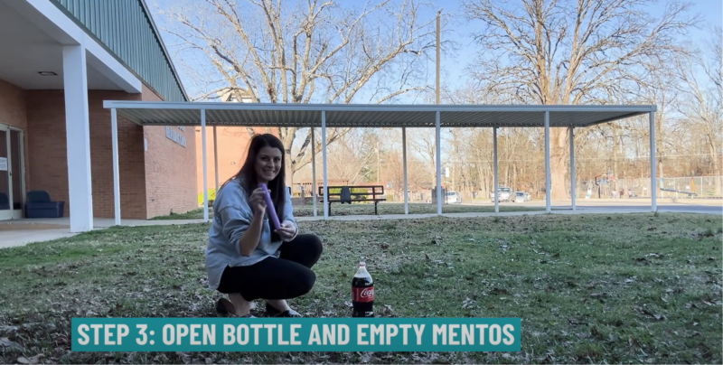 Mentos and Coke Experiment: Step 3 Teaching stooping outside school doing and experiment with Mentos and Coke.