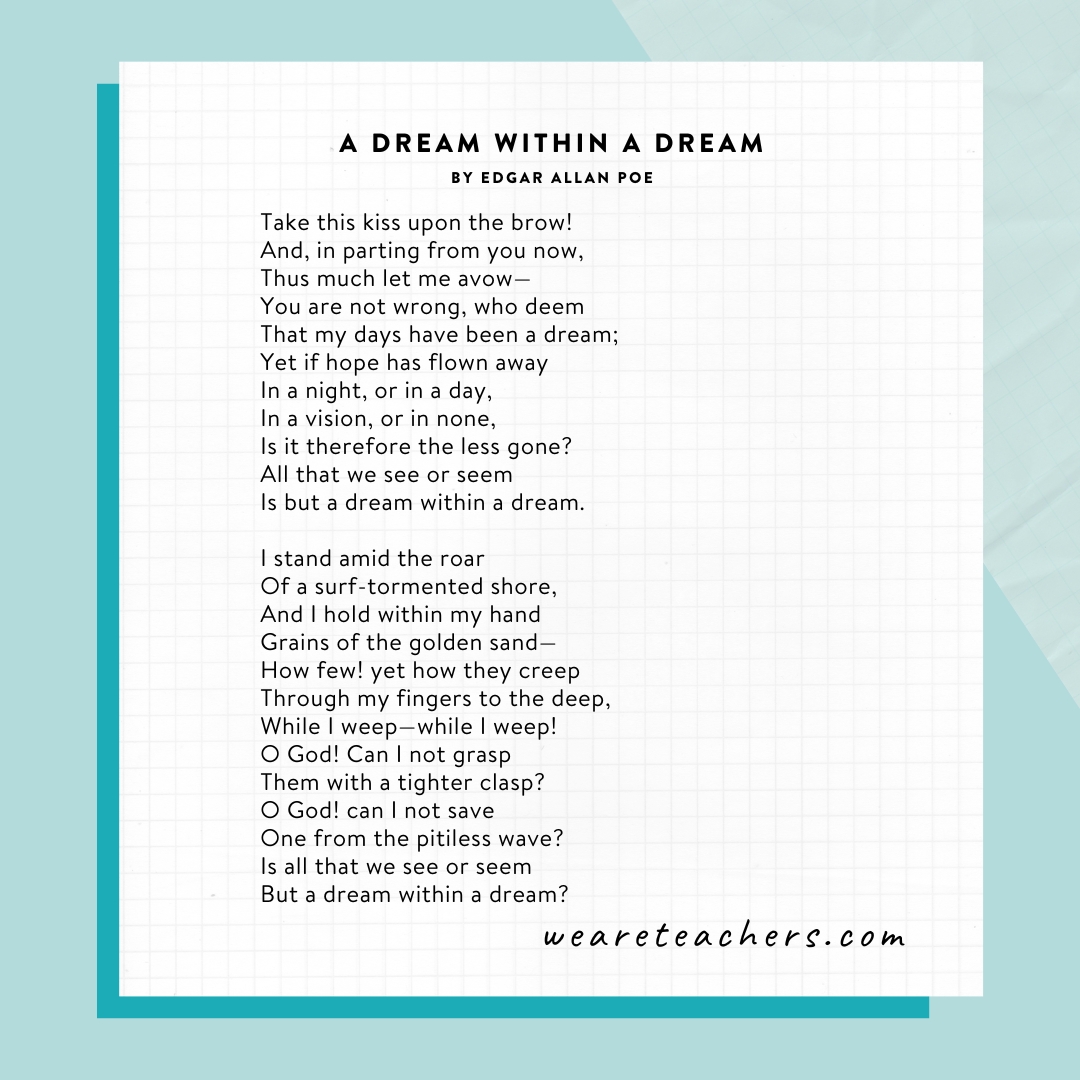 A Dream Within a Dream by Edgar Allan Poe A Dream Within a Dream by Edgar Allan Poe- famous poems