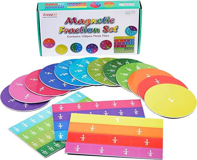 Magnetic Fraction Set Magnetic fraction set box and colorful magnets on display for fraction activities.