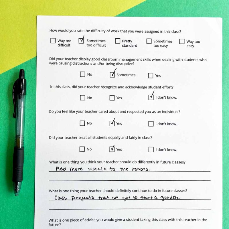 End-of-the-Year Student Survey (Free Printable) Image from the back page of the End-of-the-Year Student Survey printable