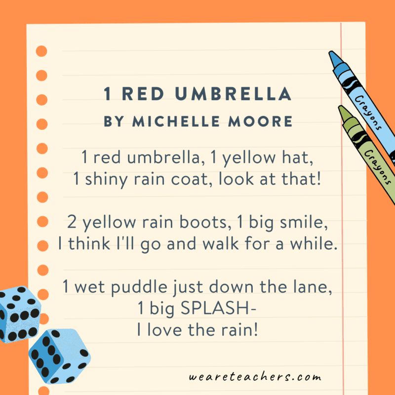 Kindergarten Grade Poems Red Umbrella by Michelle Moore