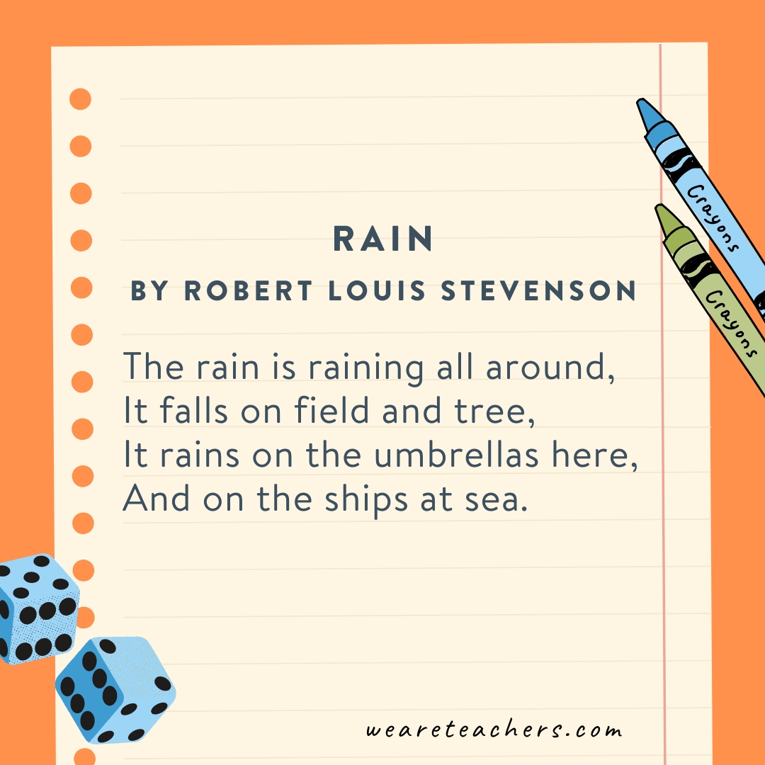 Kindergarten-Grade-Poems-6 Rain by Robert Louis Stevenson