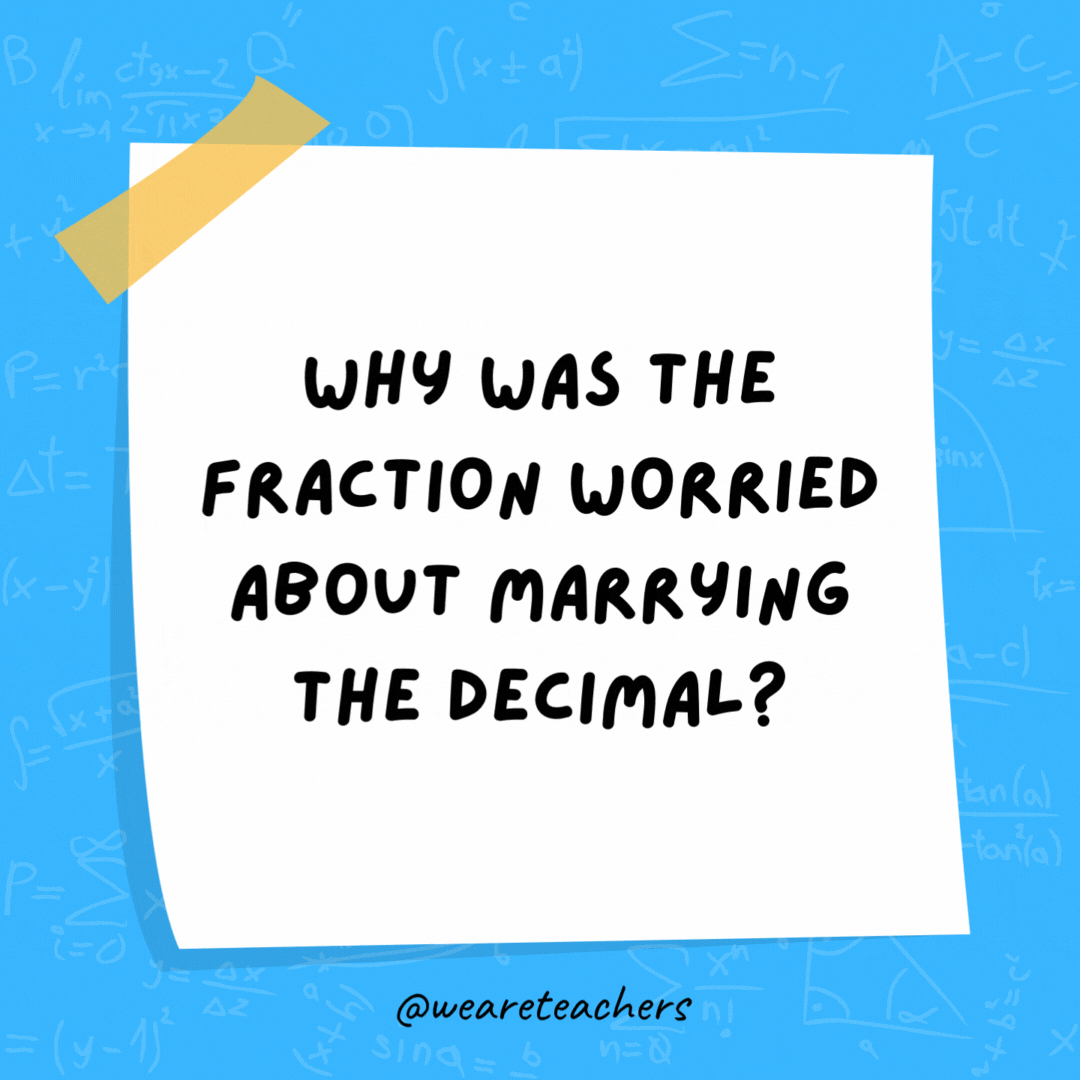 Why was the fraction worried about marrying the decimal? Because he would have to convert. Why was the fraction worried about marrying the decimal? Because he would have to convert.